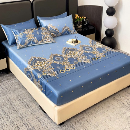 纽缦家纺 2025新款印花冰丝床笠 欧曼情调