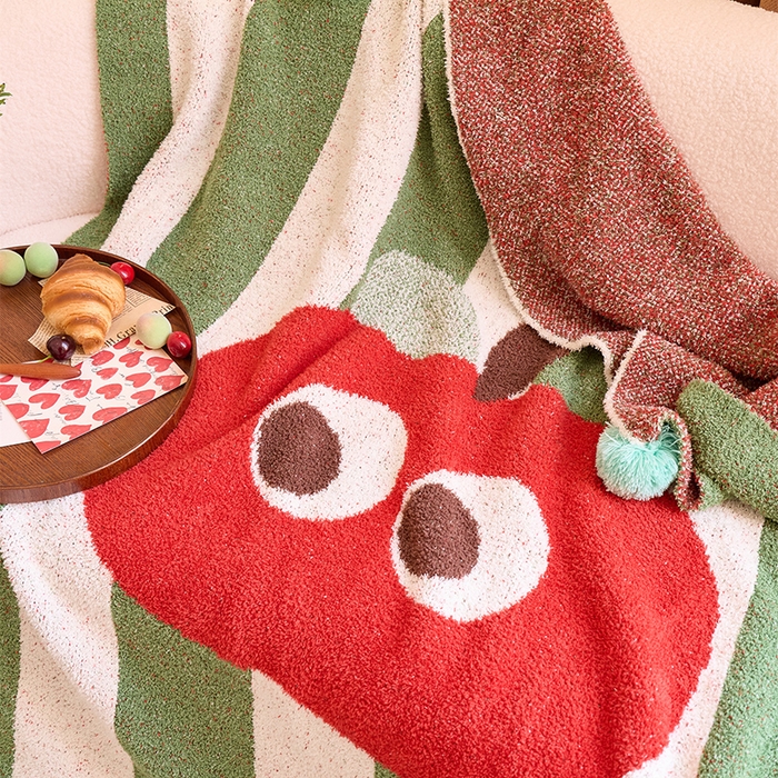 91家纺网 家纺一手货源 找家纺 （总）暖绵绵家纺 2025新款可爱卡通半边绒针织盖毯-乐绯