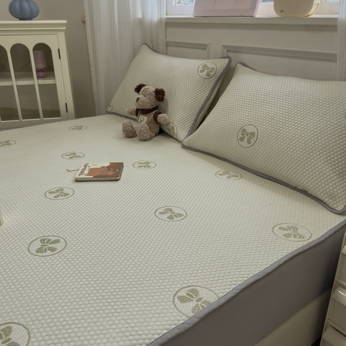 91家纺网 家纺一手货源 找家纺 金爱家 2025新款430克中分子豆豆席凉席席子 豆豆席-蝴蝶结绿