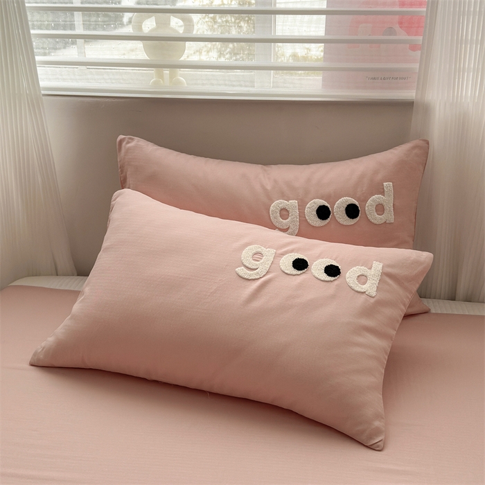 91家纺网 家纺一手货源 找家纺 丽涵 2025新款全棉纯棉大雁纹绣花单品枕套 good豆沙粉