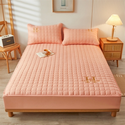 恒爱家纺 2025新款H系列全棉色织水洗棉床笠 皮粉