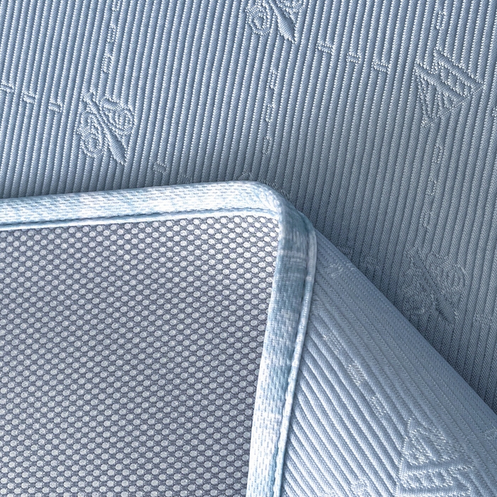 91家纺网 家纺一手货源 找家纺 鑫琪莱  2025新款5D立体雕花凉感豆豆冰丝床裙三件套 床裙H款-蓝