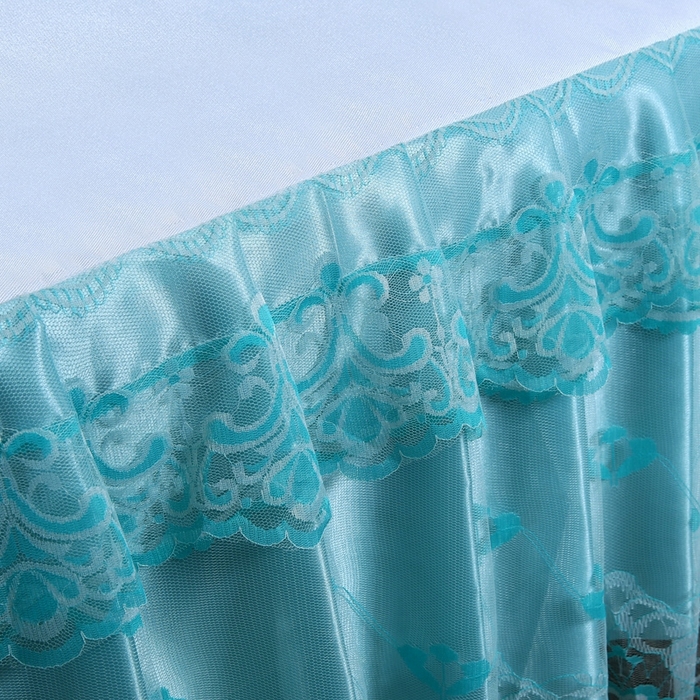 91家纺网 家纺一手货源 找家纺 情恒家纺2025新款床裙款冰丝布艺软凉席三件套 花间意-蓝