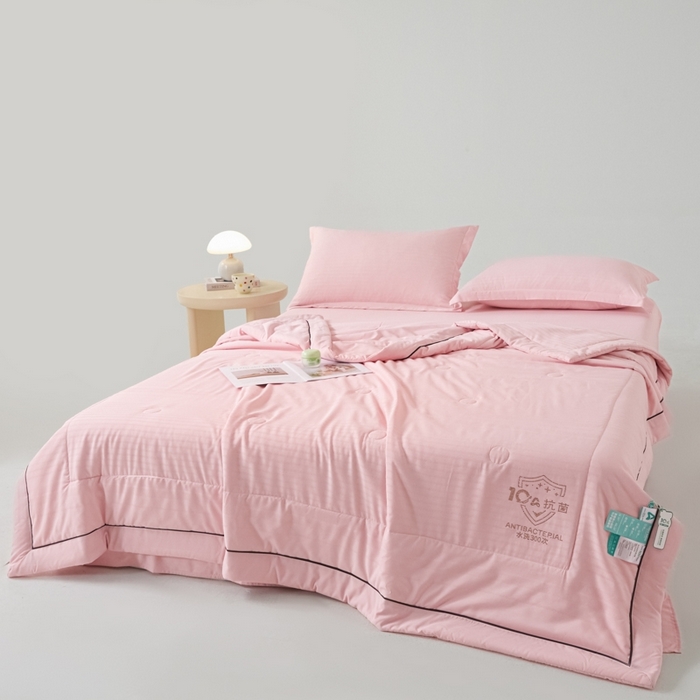 91家纺网 家纺一手货源 找家纺 宝士康家纺 2025新款10A抗菌华夫条提花夏被 豆沙