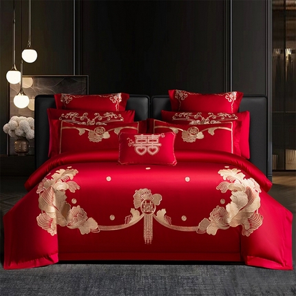 91家纺网 家纺一手货源 找家纺 （总） 博之洋 2025新款全棉长绒棉婚庆刺绣四件套多件套系列