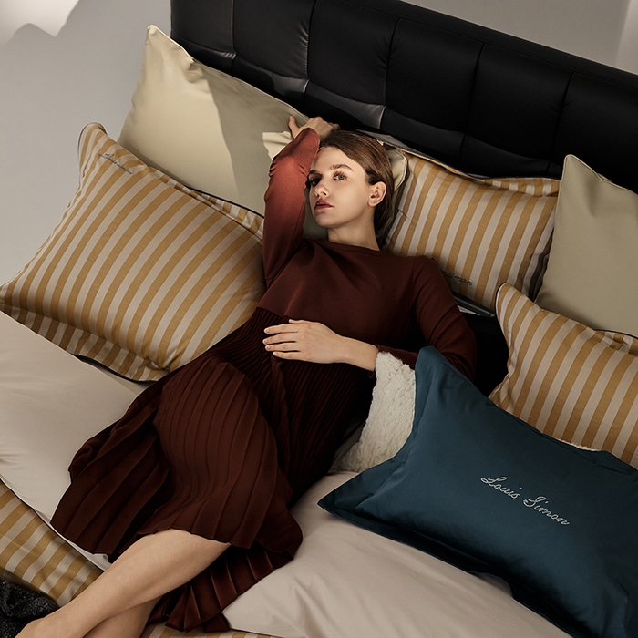 91家纺网 家纺一手货源 找家纺 涞澳家纺 2025新款全棉色织提花四件套 浅忆