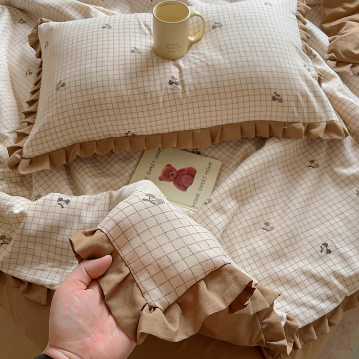 91家纺网 家纺一手货源 找家纺 欧尚 2025新款夏被四件套 格子樱桃