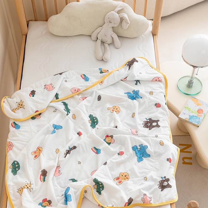 91家纺网 家纺一手货源 找家纺 嗨生活2025年儿童夏被 幼儿园夏被 凉感丝夏被 动物世界