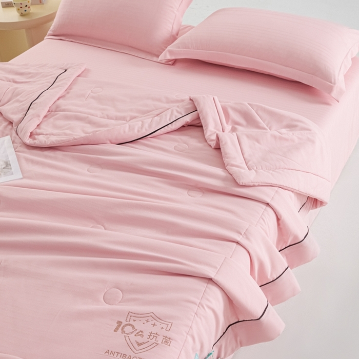 91家纺网 家纺一手货源 找家纺 宝士康家纺 2025新款10A抗菌华夫条提花夏被 豆沙