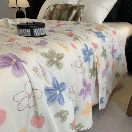 91家纺网 家纺一手货源 找家纺 （总）2025新款小冰皮夏凉被锦纶氨纶面料空调夏被凉感丝单夏被空调被