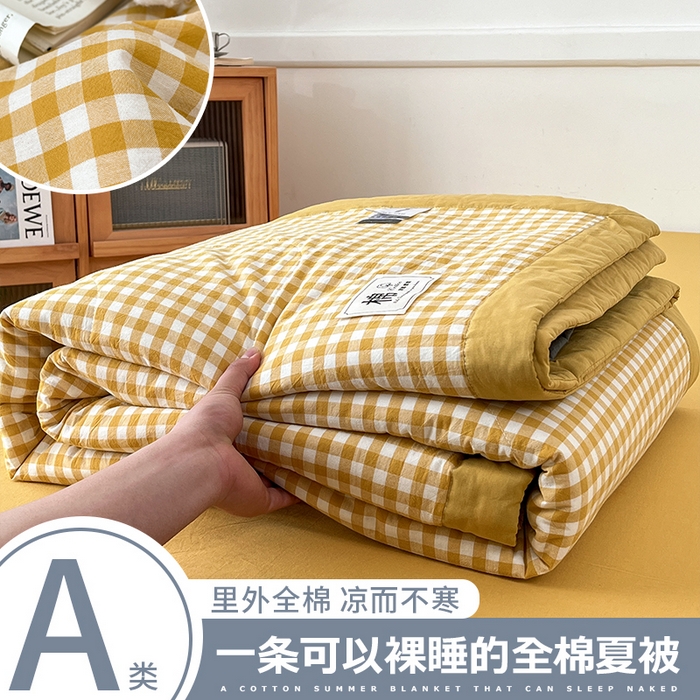 91家纺网 家纺一手货源 找家纺 （总）鸣升家纺 2025新款100%里外全棉棉花夏被无印风全棉色织水洗棉夏凉被空调被夏被春秋被单人可机洗