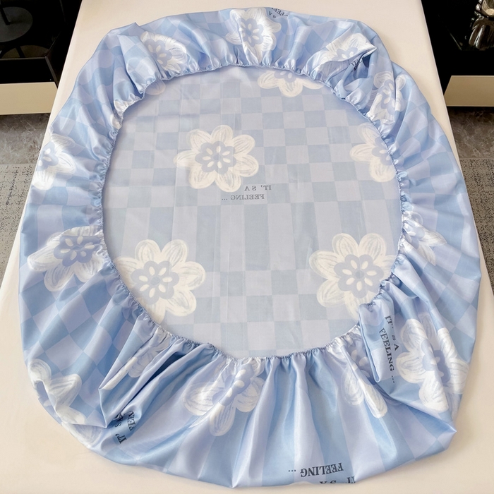 91家纺网 家纺一手货源 找家纺 纽缦家纺 2025新款印花冰丝床笠 花簇