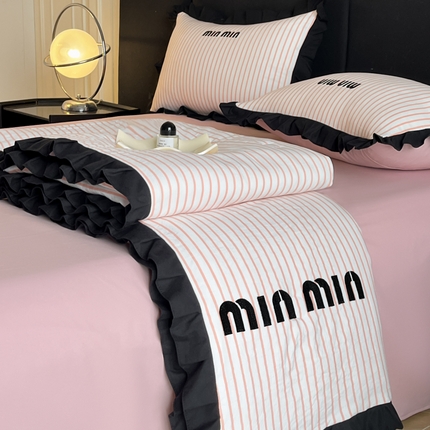 苏源家居 2025新款亲肤棉刺绣夏被四件套-线条系列 线条-粉