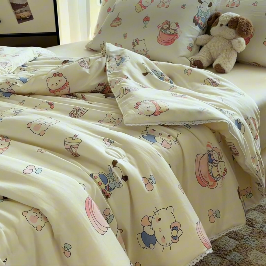 91家纺网 家纺一手货源 找家纺 2025新款双层皱皱纱水洗棉夏被夏凉被空调被可机洗空调被子被芯棉被 童趣绘彩