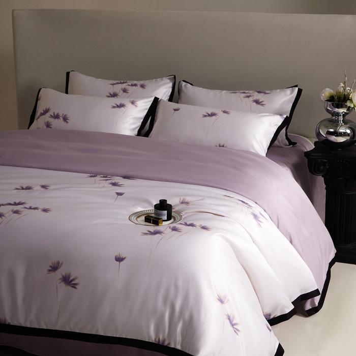 91家纺网 家纺一手货源 找家纺 优悦 2025新款冰丝数码印花四件套 如梦-紫