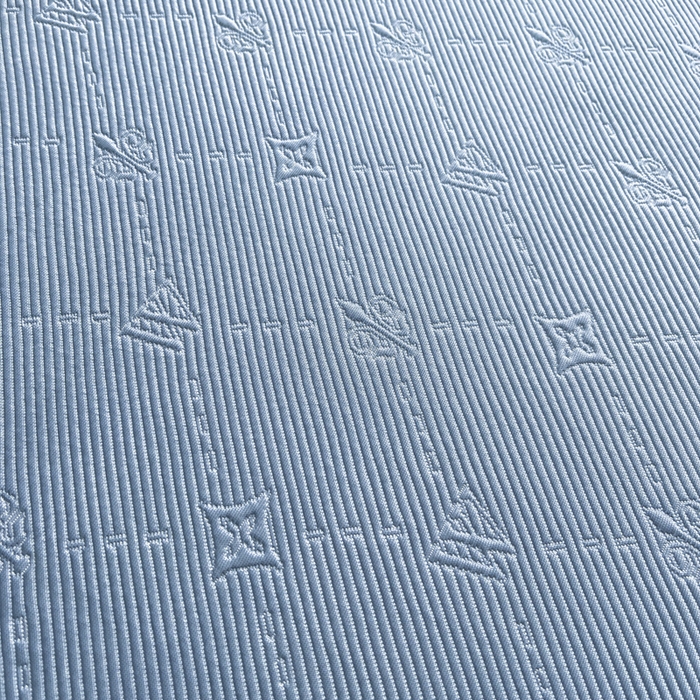 91家纺网 家纺一手货源 找家纺 鑫琪莱  2025新款5D立体雕花凉感豆豆冰丝床裙三件套 床裙H款-蓝