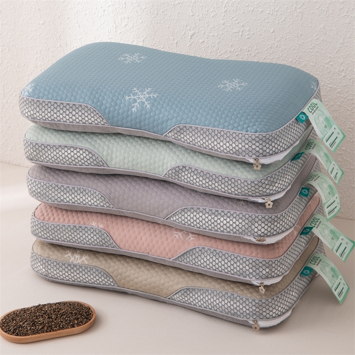 91家纺网 家纺一手货源 找家纺 芯洲2025新款荞麦枕凉豆豆夏季成人冰感透气枕头枕芯 寒酥-甜蜜粉