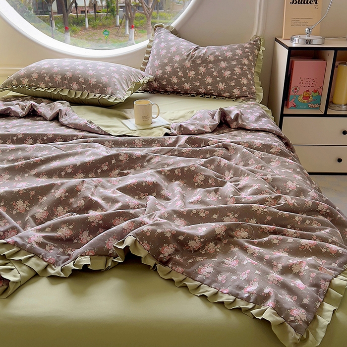 91家纺网 家纺一手货源 找家纺 欧尚 2025新款夏被四件套 暗香