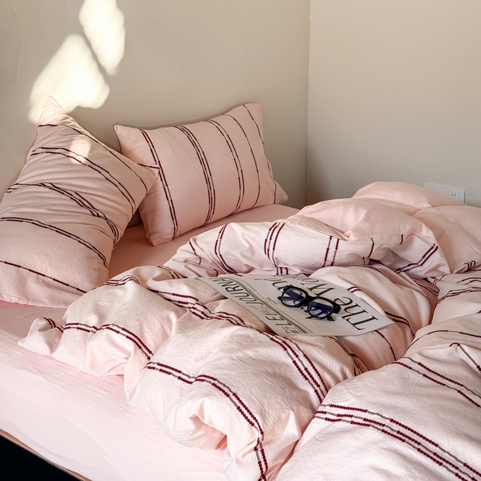 91家纺网 家纺一手货源 找家纺 山舍家居 2025新款全棉纯棉色织提花四件套-弗洛伦萨的落日 弗洛伦萨的落日-落日红