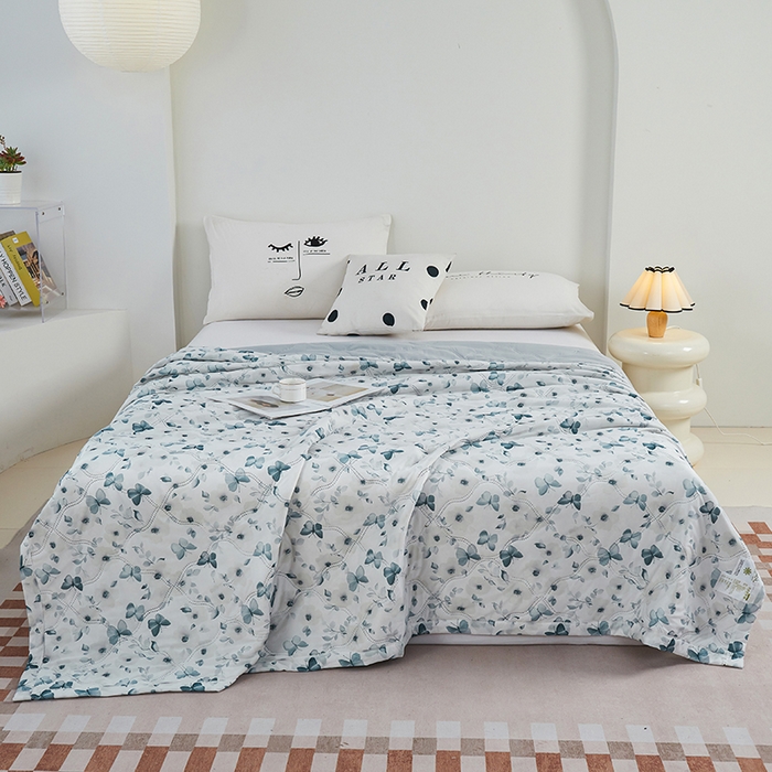 91家纺网 家纺一手货源 找家纺 被多多被业 2025新款凉感丝印花夏被夏凉被空调被 幻蝶