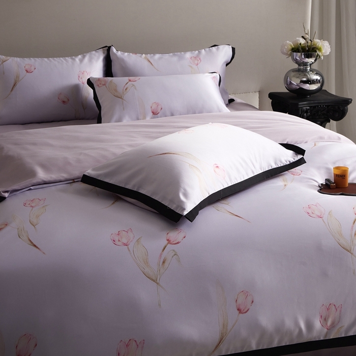 91家纺网 家纺一手货源 找家纺 优悦 2025新款冰丝数码印花四件套 花期-紫