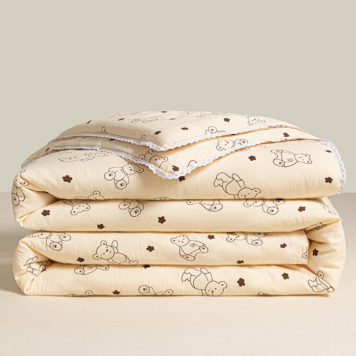 91家纺网 家纺一手货源 找家纺 2025新款双层皱皱纱水洗棉夏被夏凉被空调被可机洗空调被子被芯棉被 小熊院长