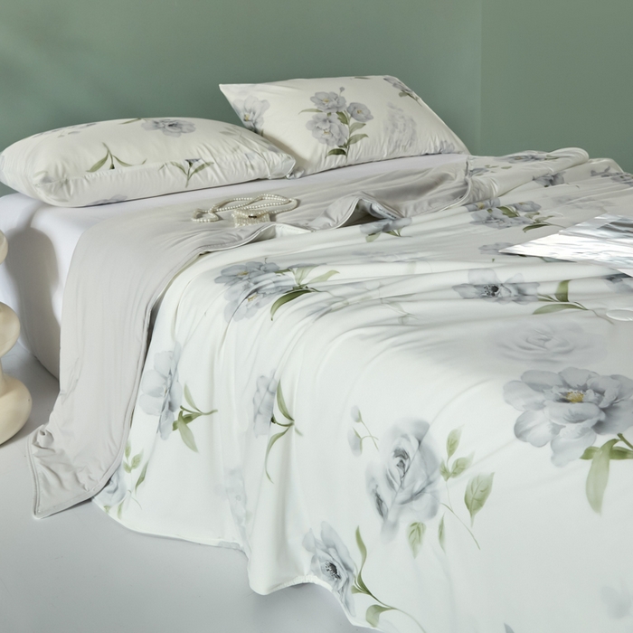 91家纺网 家纺一手货源 找家纺 2025春夏新款100%双面锦纶美式印花夏被凉感空调被 水墨江南