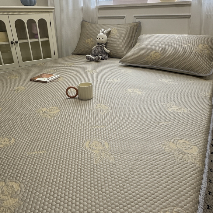 91家纺网 家纺一手货源 找家纺 金爱家 2025新款430克中分子豆豆席凉席席子 豆豆席-玫瑰香槟