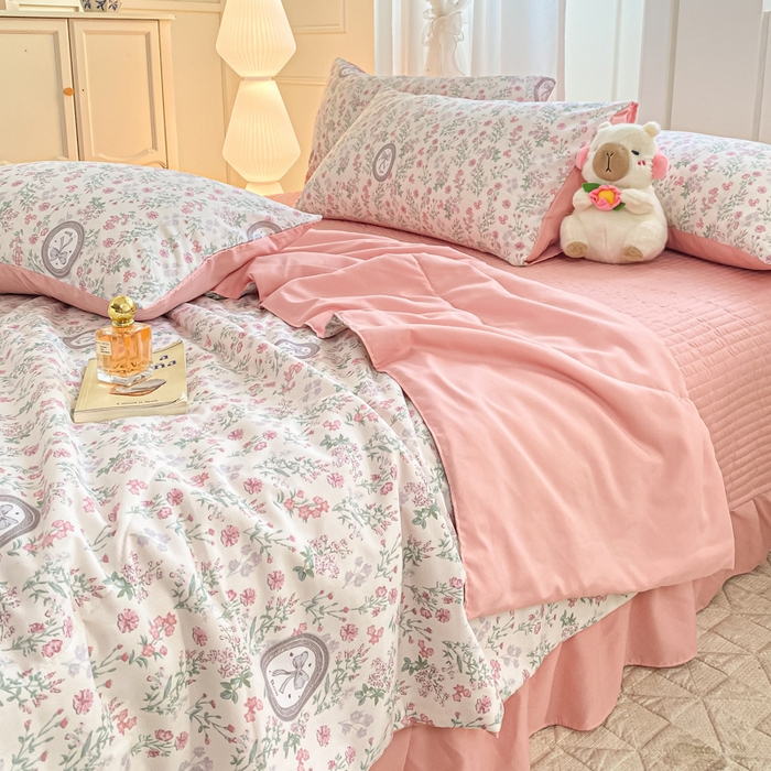 91家纺网 家纺一手货源 找家纺 一比一家纺 2025新款针织双层纱夏被床盖四件套单夏被单床盖单品 秘境