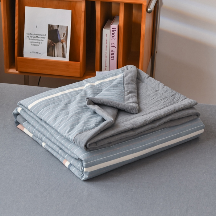 91家纺网 家纺一手货源 找家纺 圣尔雅家纺 2025新款里外全棉色织夏被新疆棉花被纯棉被子空调被夏凉被 绅士灰格