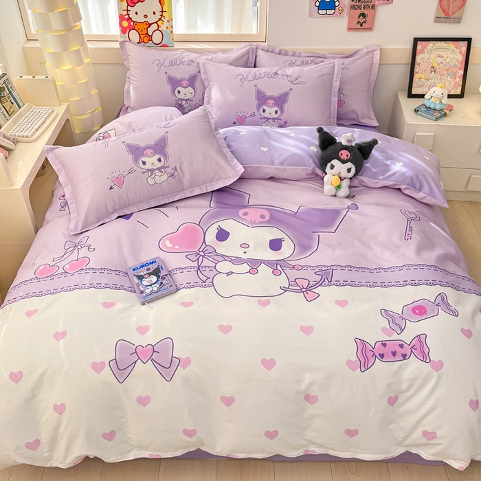 91家纺网 家纺一手货源 找家纺 博雅 2025新款三丽鸥全棉大版单枕套 气球库洛米