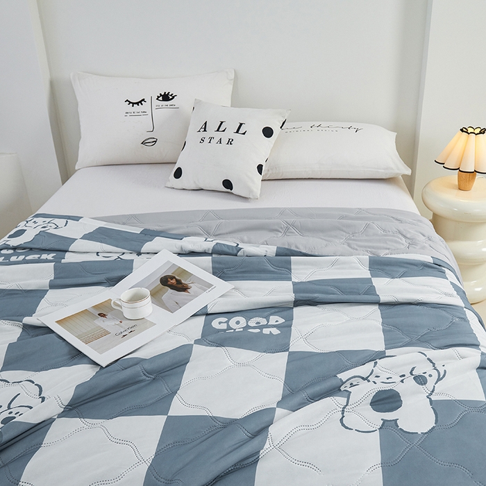 91家纺网 家纺一手货源 找家纺 被多多被业 2025新款凉感丝印花夏被夏凉被空调被 好运小狗