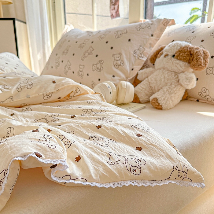 91家纺网 家纺一手货源 找家纺 2025新款双层皱皱纱水洗棉夏被夏凉被空调被可机洗空调被子被芯棉被 小熊院长