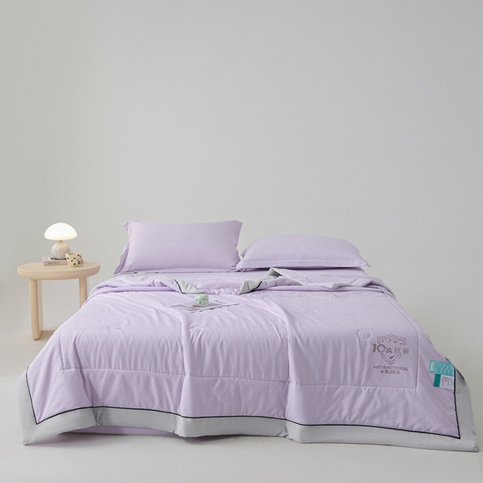 91家纺网 家纺一手货源 找家纺 宝士康家纺 2025新款10A抗菌华夫条提花夏被 香紫