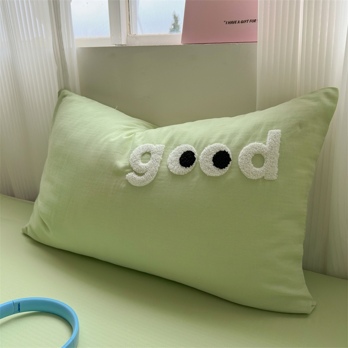 91家纺网 家纺一手货源 找家纺 丽涵 2025新款全棉纯棉大雁纹绣花单品枕套 good豆绿色