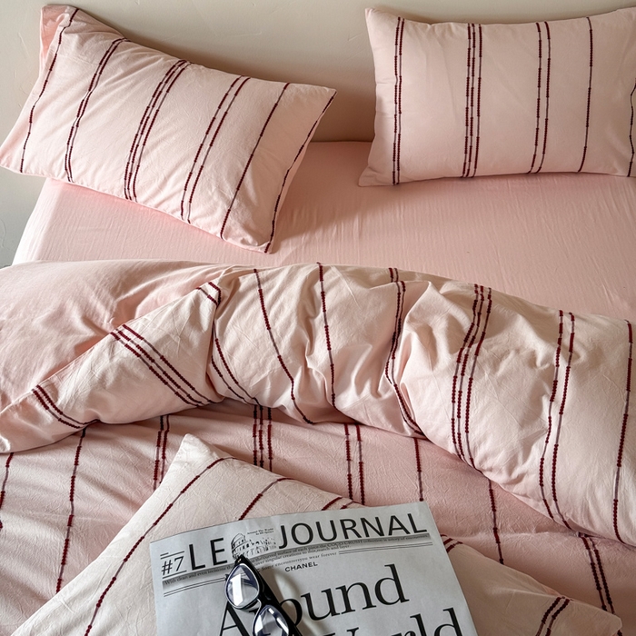 91家纺网 家纺一手货源 找家纺 山舍家居 2025新款全棉纯棉色织提花四件套-弗洛伦萨的落日 弗洛伦萨的落日-落日红