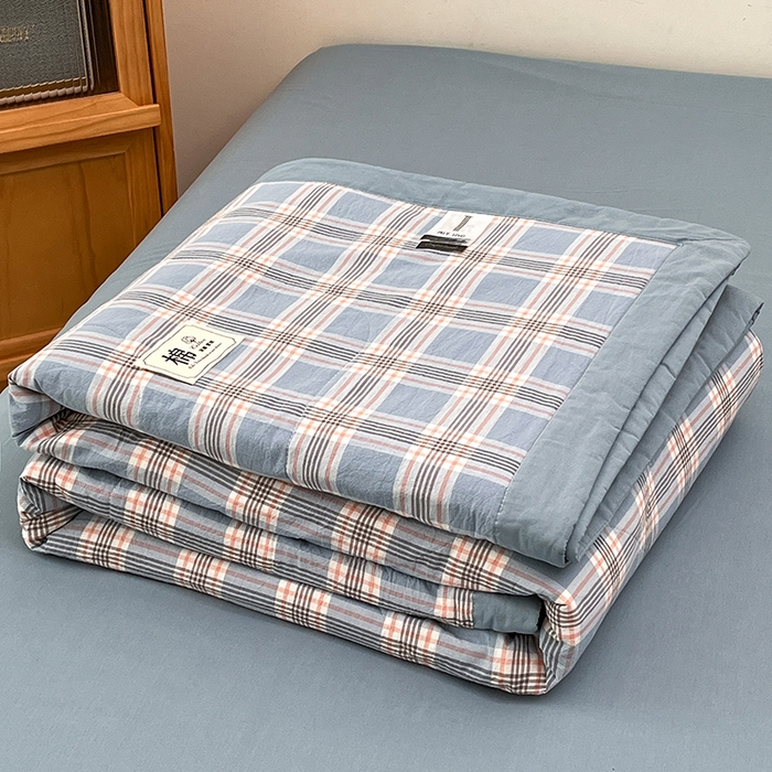 91家纺网 家纺一手货源 找家纺 鸣升家纺 2025新款100%里外全棉棉花夏被无印风全棉色织水洗棉夏凉被空调被夏被春秋被单人可机洗 初时兰