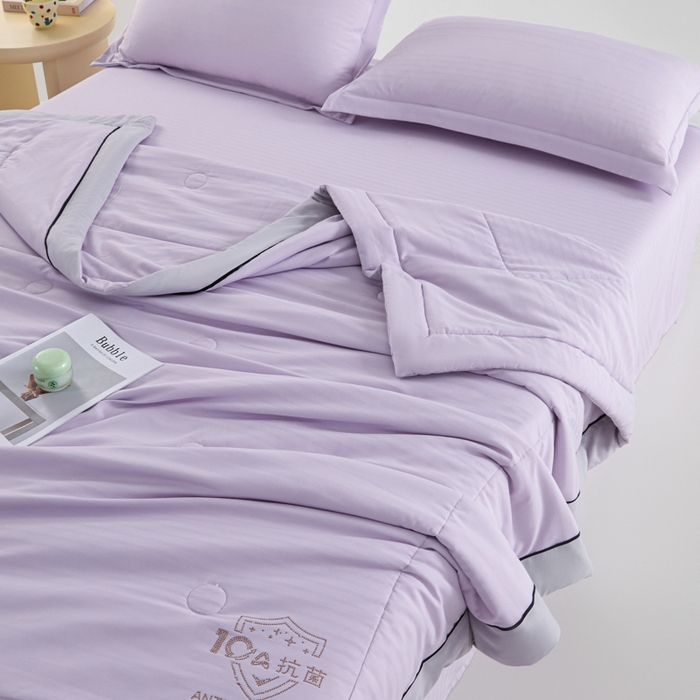 91家纺网 家纺一手货源 找家纺 宝士康家纺 2025新款10A抗菌华夫条提花夏被 香紫