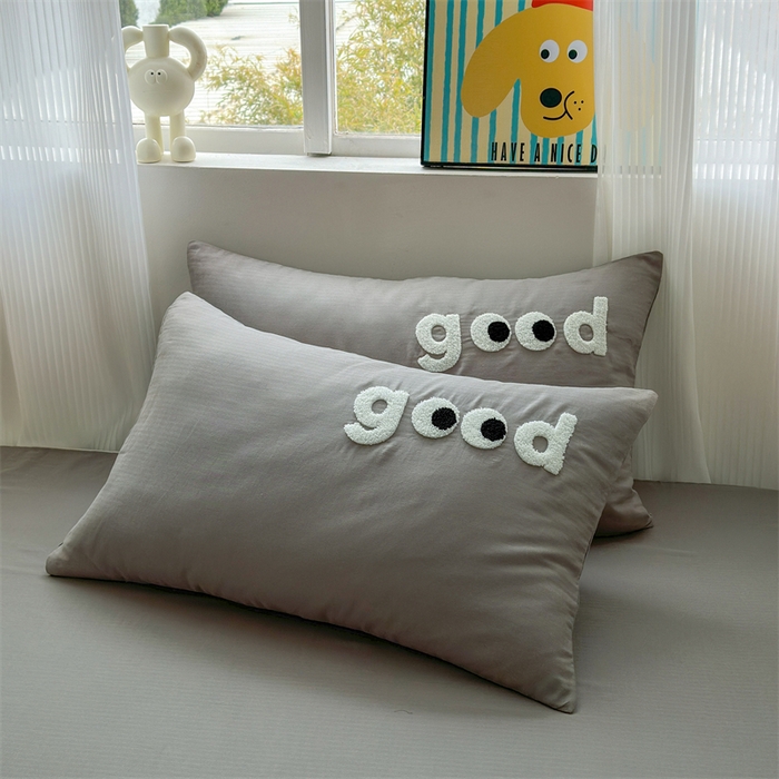 91家纺网 家纺一手货源 找家纺 丽涵 2025新款全棉纯棉大雁纹绣花单品枕套 good深银灰