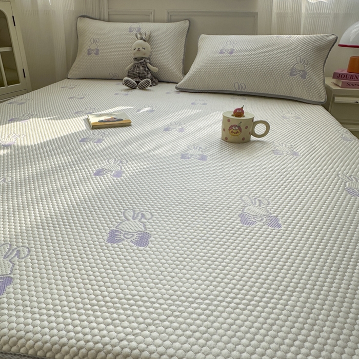 91家纺网 家纺一手货源 找家纺 金爱家 2025新款430克中分子豆豆席凉席席子 豆豆席-兔兔紫