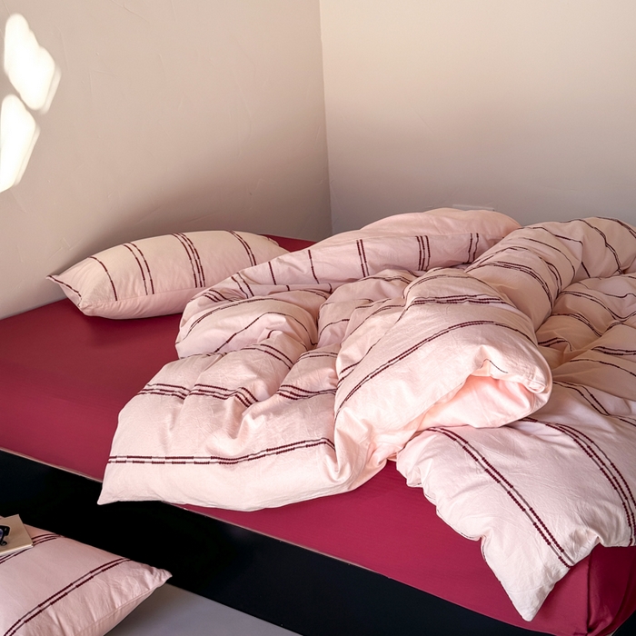 91家纺网 家纺一手货源 找家纺 山舍家居 2025新款全棉纯棉色织提花四件套-弗洛伦萨的落日 弗洛伦萨的落日-落日粉