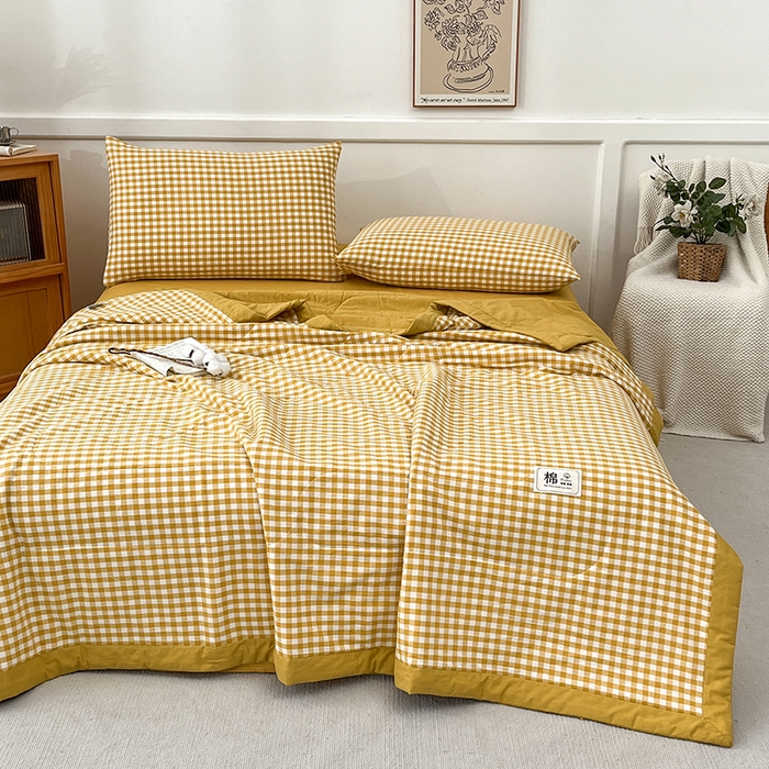 91家纺网 家纺一手货源 找家纺 （总）鸣升家纺 2025新款100%里外全棉棉花夏被无印风全棉色织水洗棉夏凉被空调被夏被春秋被单人可机洗