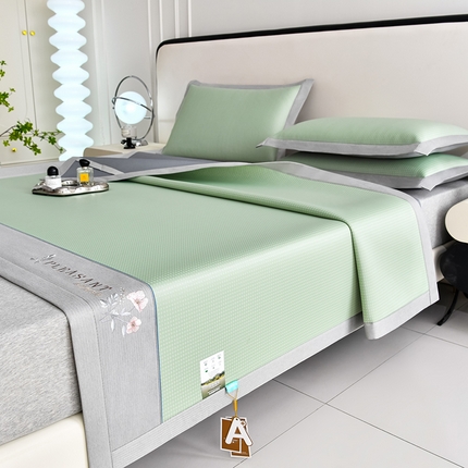 小牛席业  2025新款华夫格-鲜花清凉冰丝席凉席席子系列 绿色