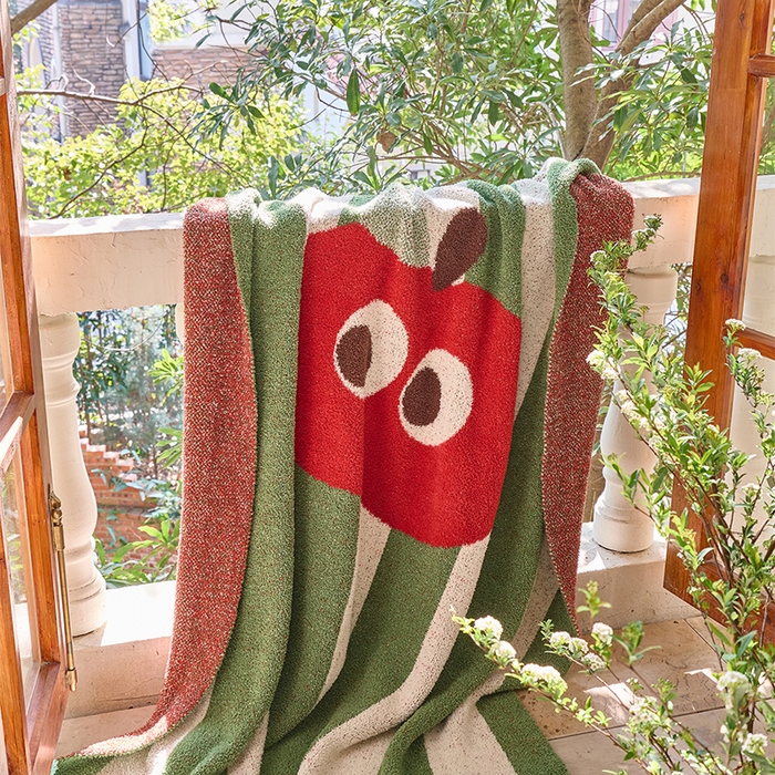 91家纺网 家纺一手货源 找家纺 （总）暖绵绵家纺 2025新款可爱卡通半边绒针织盖毯-乐绯