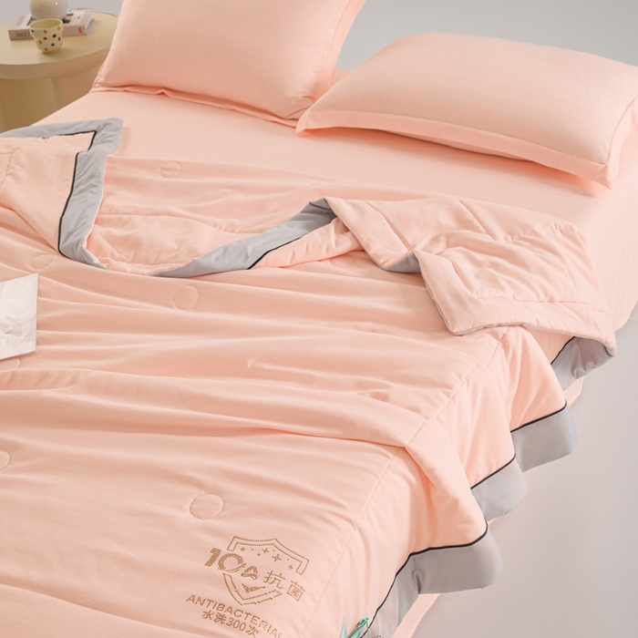 91家纺网 家纺一手货源 找家纺 宝士康家纺 2025新款10A抗菌华夫条提花夏被 暖玉