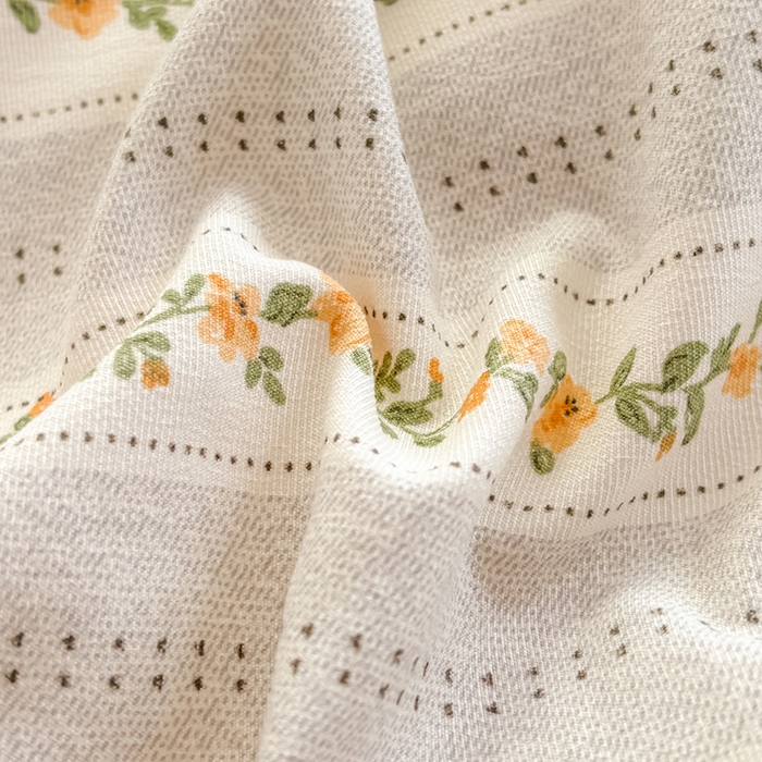 91家纺网 家纺一手货源 找家纺 玖明2025新款A类加厚柔软针织棉双层纱四件套 花叶细语-咖