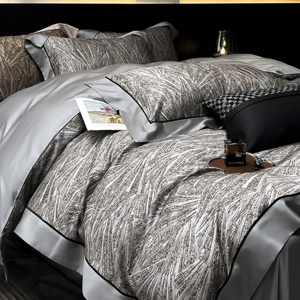 91家纺网 家纺一手货源 找家纺 2025夏季A类天丝棉夹棉床盖床笠四件套全棉纯棉纯色长绒棉真丝保护罩高级感床上用品 观颜