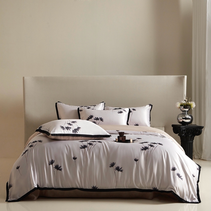 91家纺网 家纺一手货源 找家纺 优悦 2025新款冰丝数码印花四件套 如梦-香槟