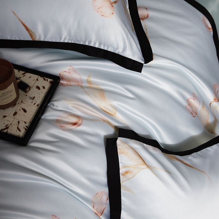 91家纺网 家纺一手货源 找家纺 优悦 2025新款冰丝数码印花四件套 花期-绿