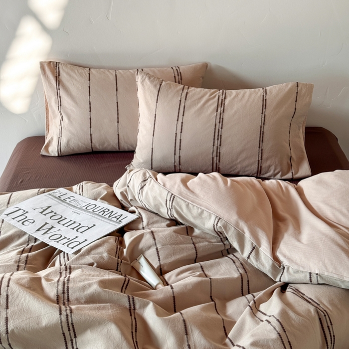 91家纺网 家纺一手货源 找家纺 山舍家居 2025新款全棉纯棉色织提花四件套-弗洛伦萨的落日 弗洛伦萨的落日-卡其